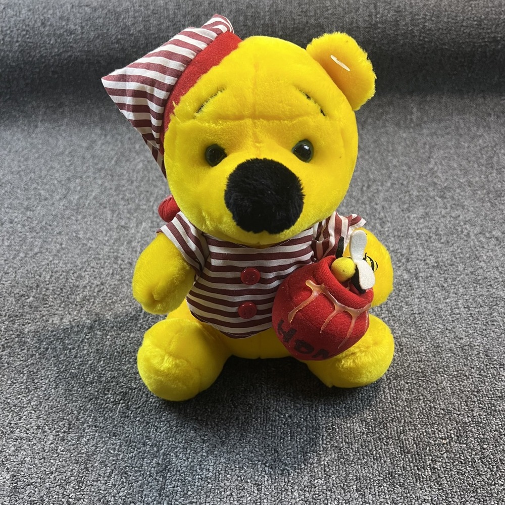 Disney Vintage Winnie the Pooh Pajamas Nightcap Plush Yellow Honey Pot 12in — photo 2
